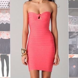 Herve Leger Strapless Pink Dress